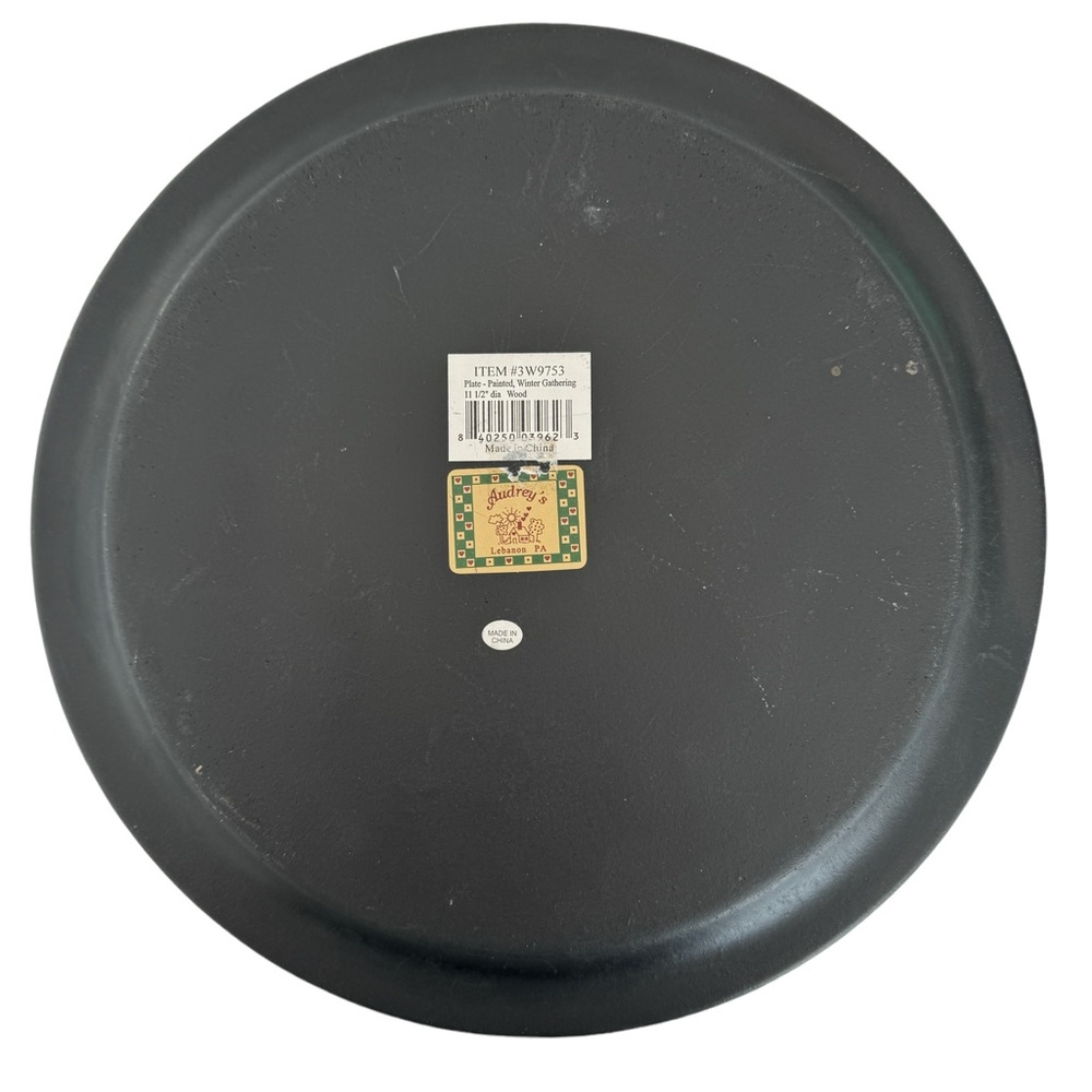 Pair of Audrey’s Winter Snowman Wooden Plates Christmas Primitive Folk Art 10.5” - Picture 4 of 5